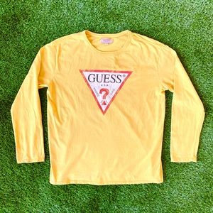Vintage Yellow Guess Oversized Long Sleeve Shirt